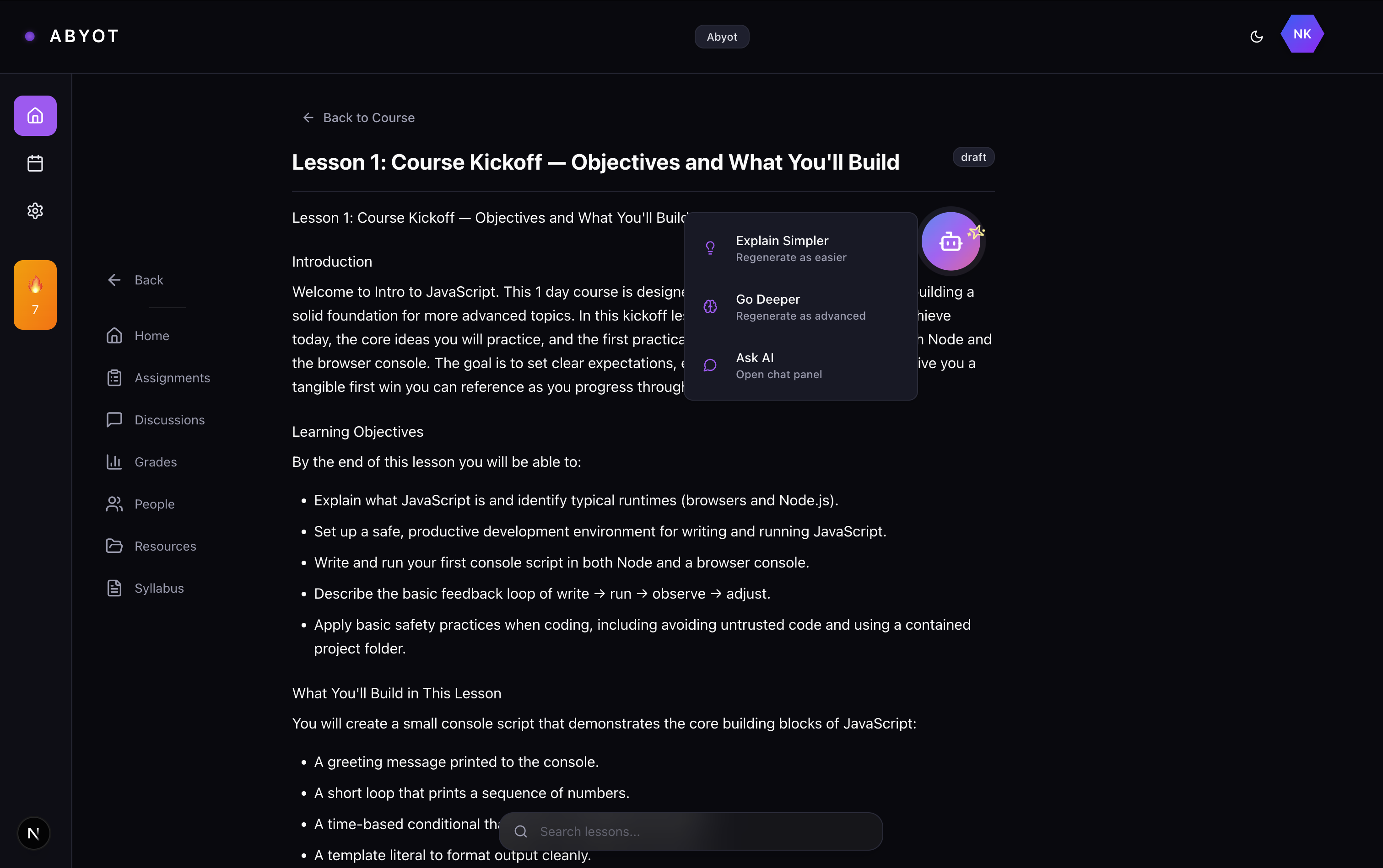AI-Powered Lessons